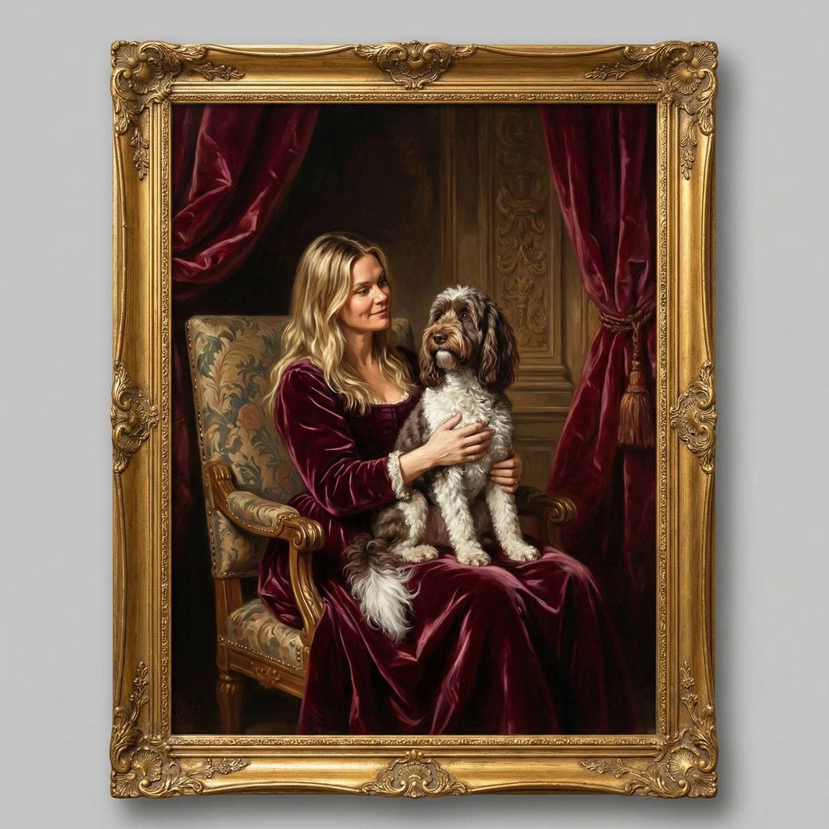 Framed dog wall art - Family portrait style dog art print