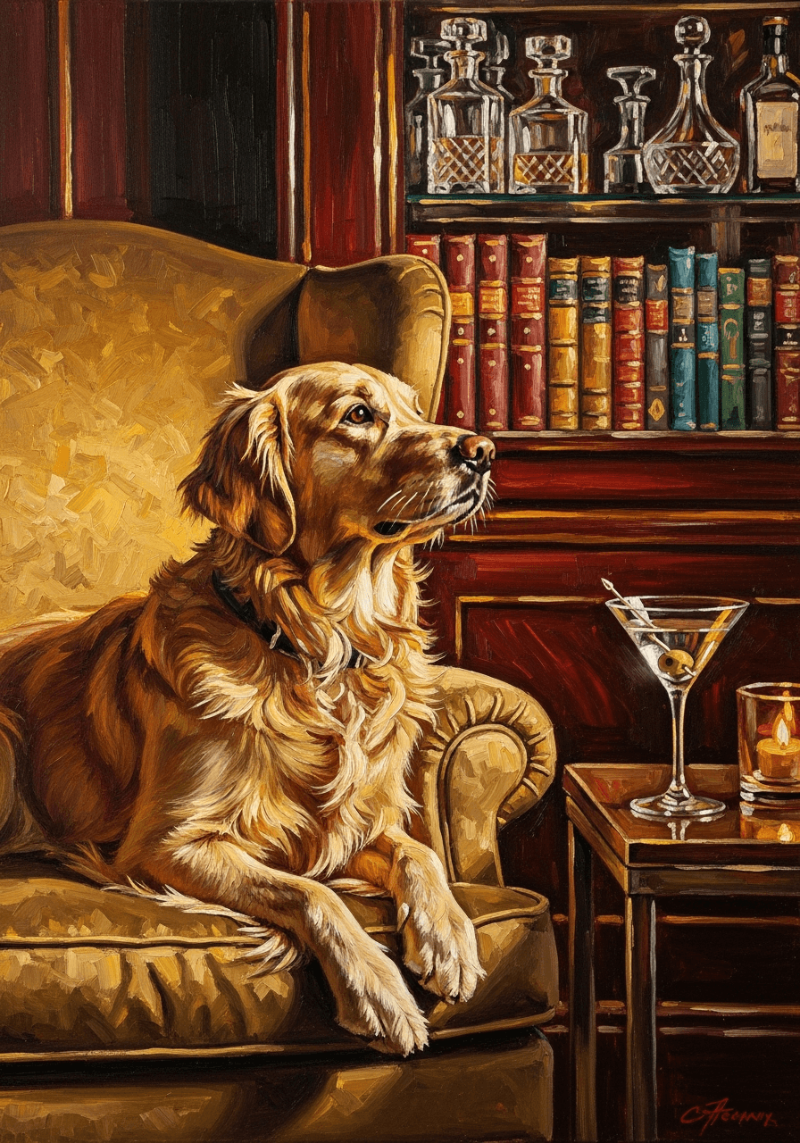 Dog Art - The Velvet Hour: AI-generated dog portrait